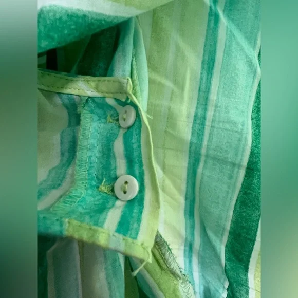 LN Zara stripe print wrap sash belt balloon sleeve top 9878/117 green large L - Picture 8 of 11